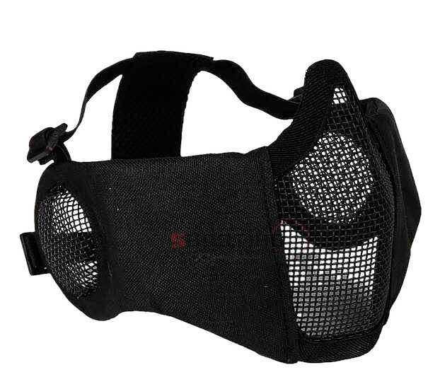 หน้ากากตะแกรงครึ่งหน้าแก้มผ้า ปิดหูตะแกรงเหล็ก