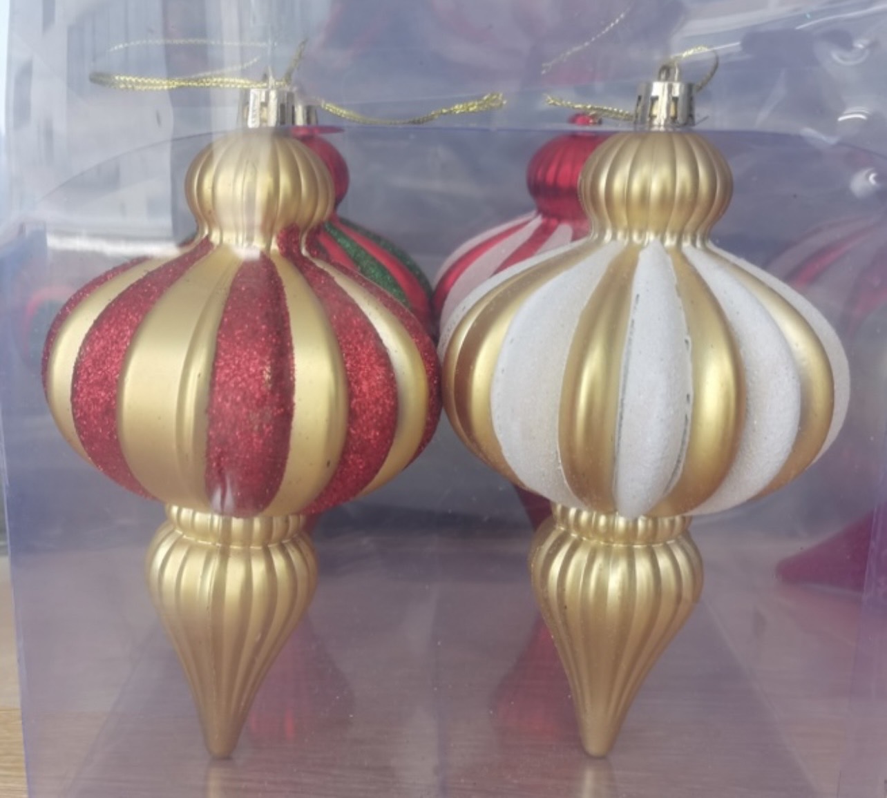 ลูกบอลคริสต์มาส170มิลลิเมตรgold/redคู่2ชิ้น