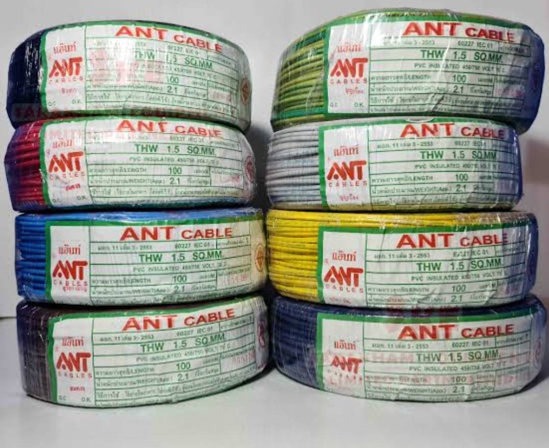สายไฟ THW 1x1.5 SQ.MM ยาว100M ยี่ห้อ ANT CABLE