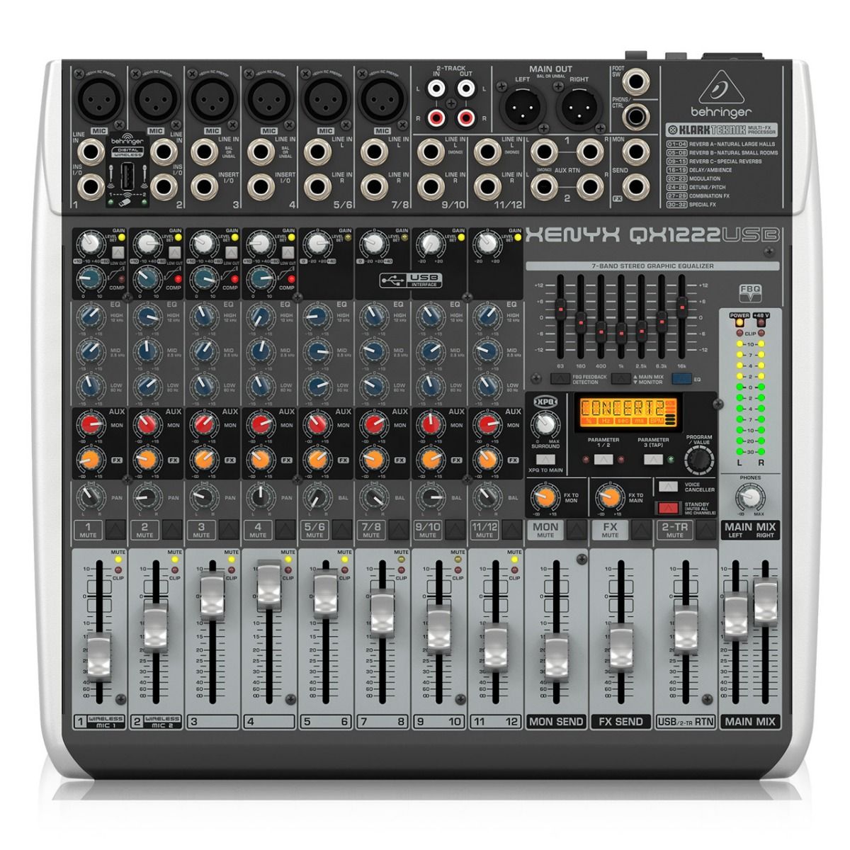 Behringer XENYX QX1222USB 16-Input USB Audio Mixer with Effects