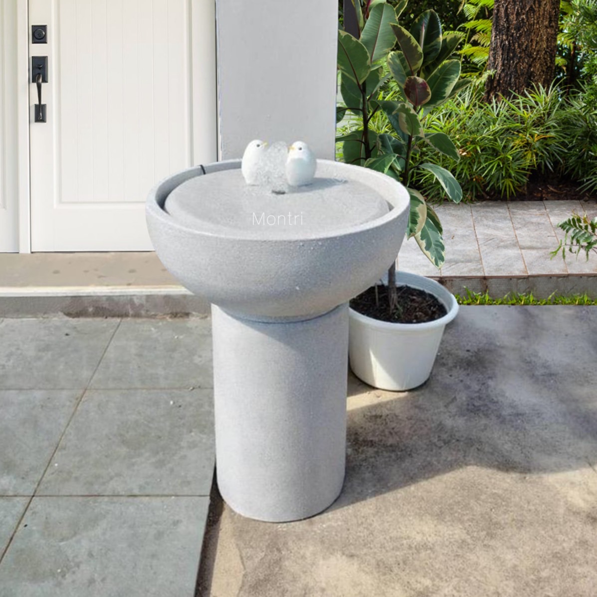 ชุดน้ำลุ้น ชุดน้ำผุดแต่งสวน เสริมฮวงจุ้ย สไตล์โมเดิร์น เพิ่มความสวยงามให้แก่บ้านและสวน ขนาดสูง 75 cm. อ่างกว้าง 55 cm.