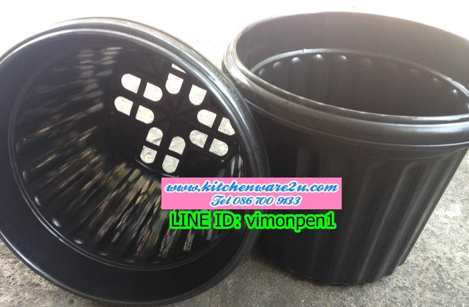 P10063 กระถางต้นไม้ทรงโรมัน สีดำ (30*30*25 ซม.) No.7914 ราคาส่งยกมัด: 6 โหล: 72 ใบ:เฉลี่ย 230 บ/โหล