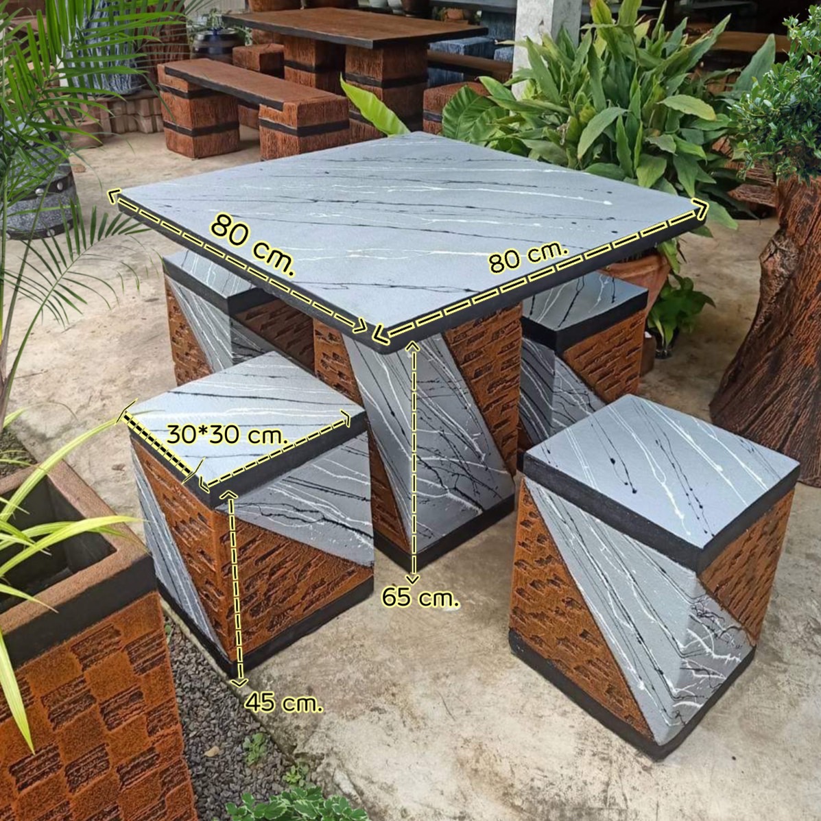 ชุดโต๊ะสนามกลางแจ้ง โต๊ะสนาม ชุด 4 ที่นั่ง เหมาะสำหรับวางในพื้นที่จำกัด แข็งแรงทนแดด ทนฝน S2