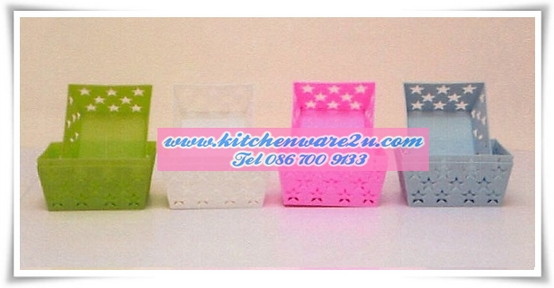 P07911 ตะกร้าเหลี่ยมเล็ก ลายดาว เอนกประสงค์ (11x13.5x6 cm) สีหวาน No.1213 (ราคาส่งต่อ 36โหล: 432 ใบ:เฉลี่ย 60 บ/โหล)