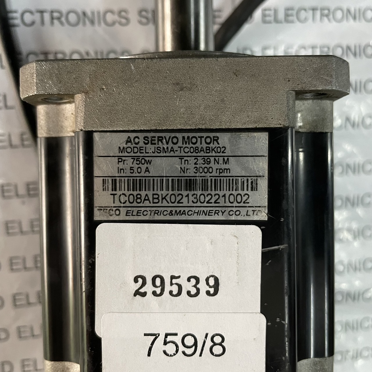 SERVO MOTOR " TECO " MODEL : JSMA-TC08ABK02