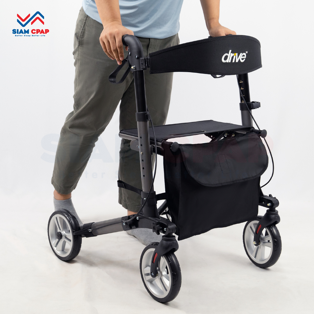 รุ่นใหม่ Moka Grey Rollator แบรนด์ Drive Medical (Debilbiss) วอล์คเกอร์ 4 ล้อ อุปกรณ์ช่วยพยุงเดิน อุปกรณ์ฝึกเดิน รับประกัน 2 ปี
