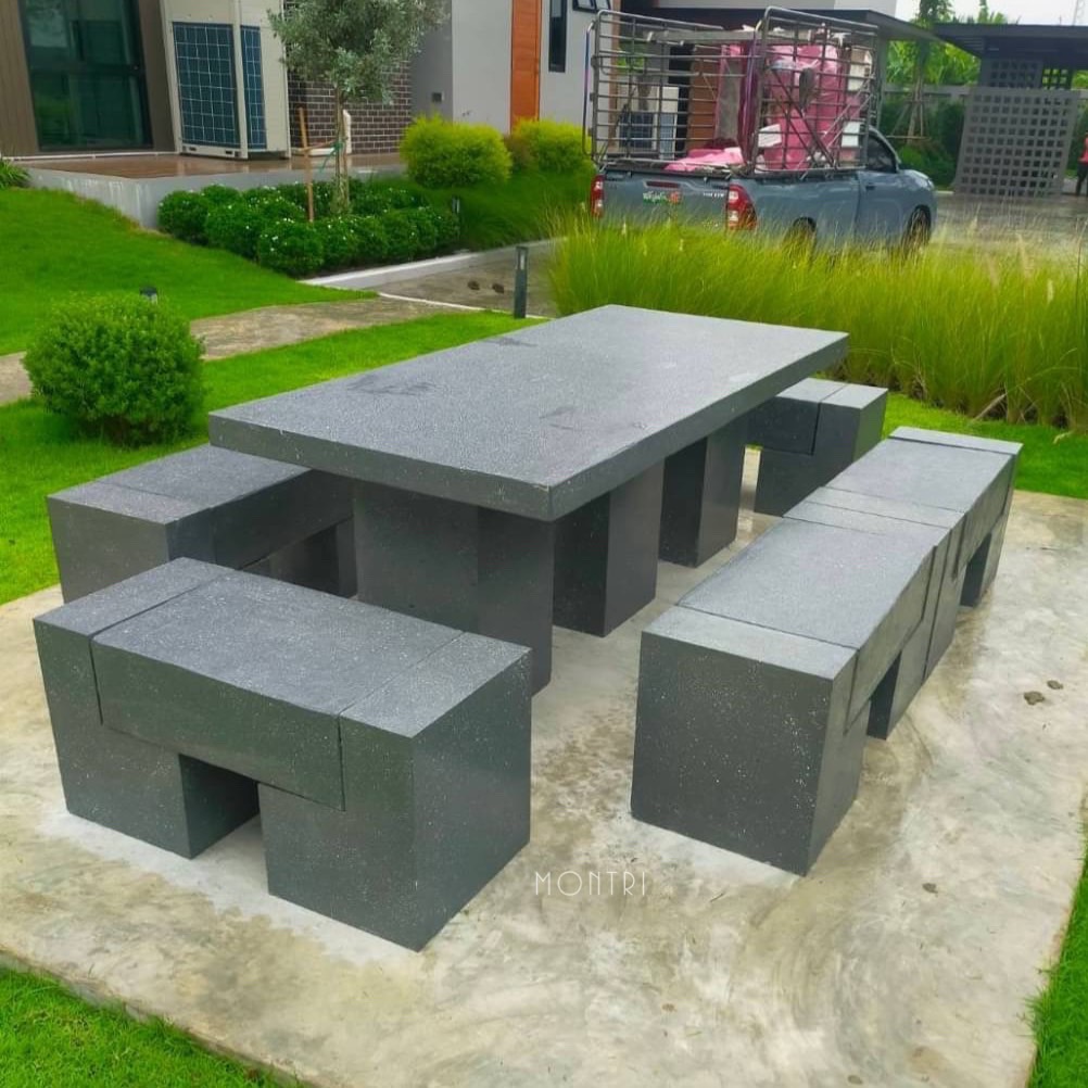 ชุดโต๊ะสนามสไตล์โมเดิร์น โต๊ะสนามลายหินอ่อน ขนาดยาว 2 เมตร นั่งได้ 14 ท่าน งานดีไซน์โดยคนไทย มีบริการจัดส่งพร้อมติดตั้งทั่วไทย