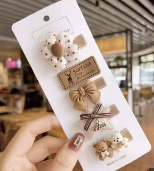 💗มาหยากิ๊ฟช้อป💗 กิ๊บติดผม 5 ชิ้น รูปหัวใจ โบว์ ขนาด 5 ซ.ม. คละสี น่ารัก สำหรับเด็กและ ผู้หญิงทั่วไป