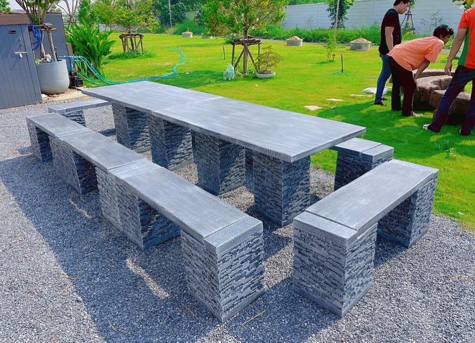 ชุดโต๊ะสนามโมเดิร์น 16 ที่นั่ง รุ่น Lhong pah Outdoor furniture เข้าได้กับบ้านทุกสไตล์ คุณภาพยืน 1