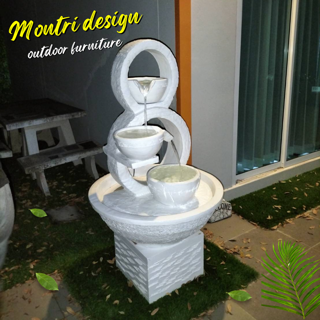 ชุดน้ำล้นเสริมฮวงจุ้ยเลข 8 สีขาว บริสุทธิ์ สะอาด เรียบง่าย ร่มรื่นมีชีวิตชีวา และผ่อนคลายด้วยเสียงน้ำ สวยงานตามหลักฮวงจุ้ย