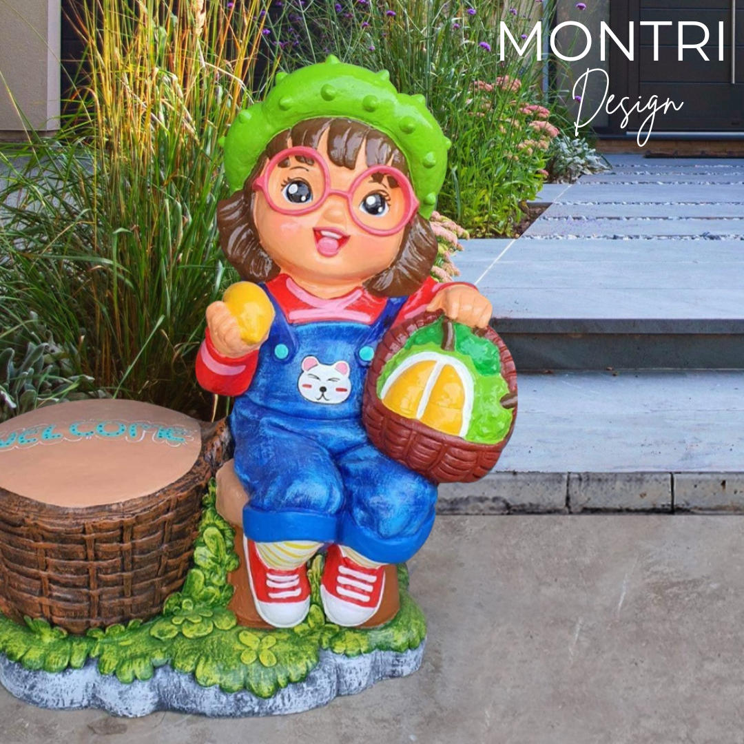 ตุ๊กตาจัดสวน จำนวน 1 คู่ ตุ๊กตาแต่งสวน ตุ๊กตาแต่งหน้าร้าน ตุ๊กตาปูนปั้น ตุ๊กตาปูนปั้นจัดสวน ตุ๊กตาปูนปั้นโคราช รุ่น NAZA99