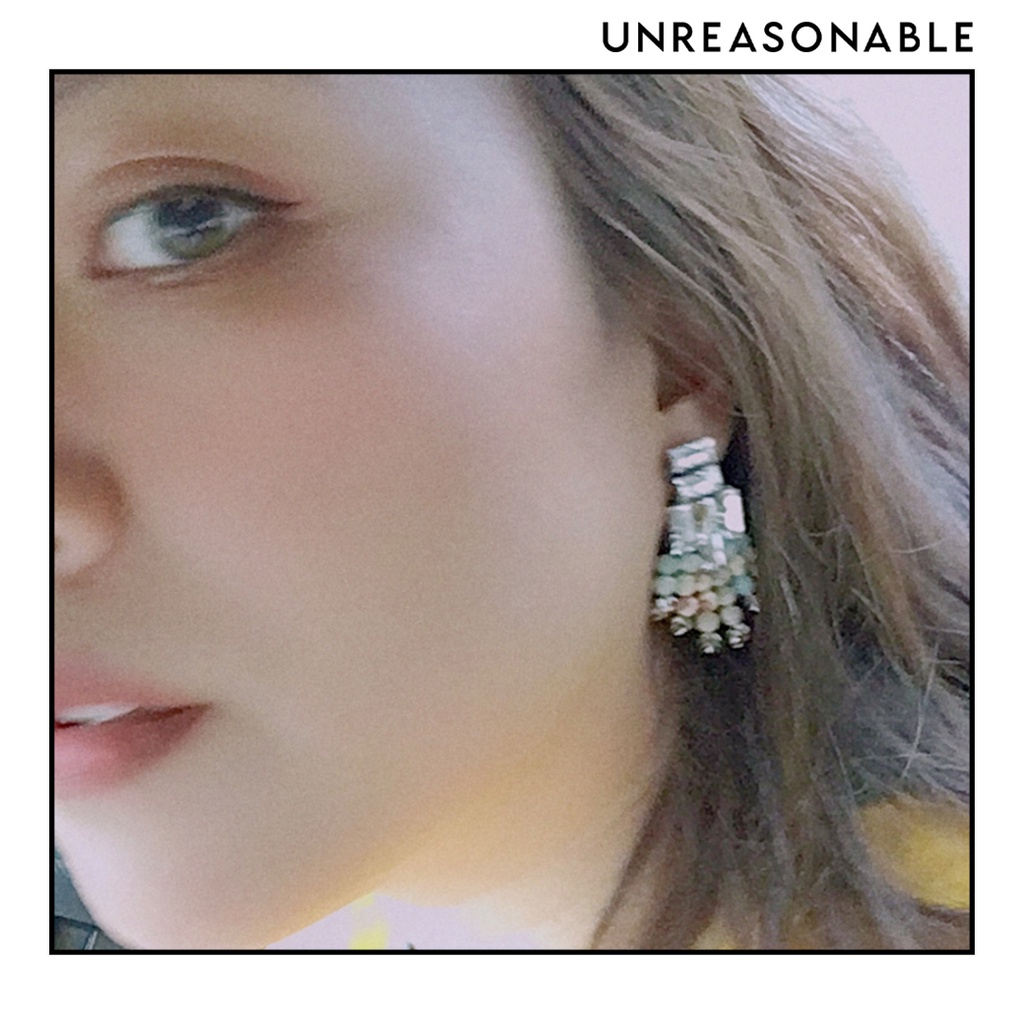 ต่างหู Aqua Jasper ต่างหูคลิป ต่างหูก้านเงิน UA0676-02 Unreasonable Accessories