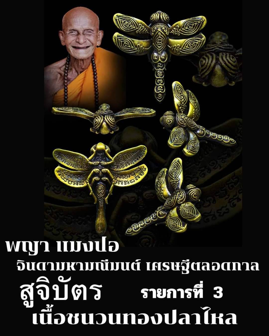 พญาแมงปอ รุ่น2~เนื้อชนวนทองปลาไหล [จินดามหามณีมนต์ เศรษฐีตลอดกาล] ▪หลวงปู่ศักดิ์ สมาหิโต ผู้สำเร็จวิชานี้แมงปอเรียกทรัพย์