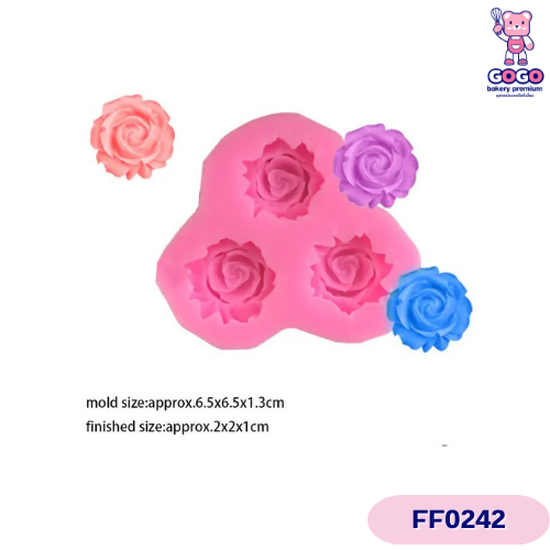 พิมพ์ดอกกุหลาบ 3 ช่อง พิมพ์ฟองดอง ทำวุ้น อาลัว ขนมไทย