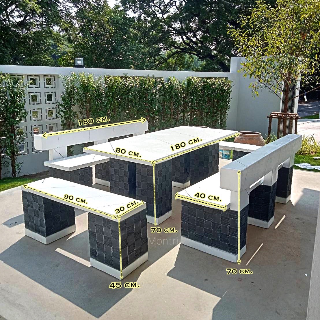 ชุดโต๊ะโมเดิร์น ลายโมเสก ขนาดใหญ่พิเศษ 180 ซม. รองรับได้ถึง 10-12 คน