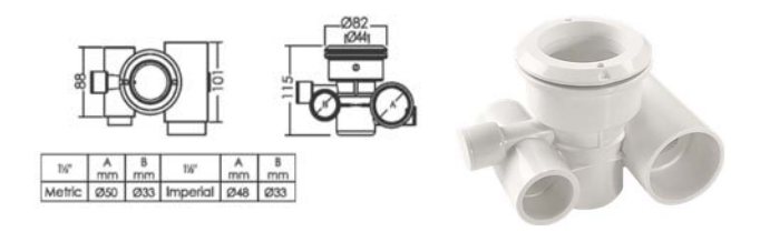 บอดี้เจ็ท Ф25mm Air & Ф40mm Water Tee Body EM0031