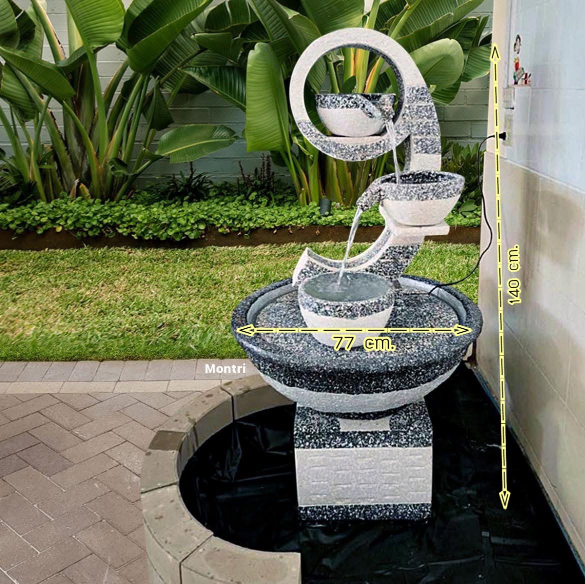 น้ำตกเลขเก้า ดีไซน์เหมือนหินศิลา น้ำตกแต่งสวนลงตัวในทุกพื้นที่