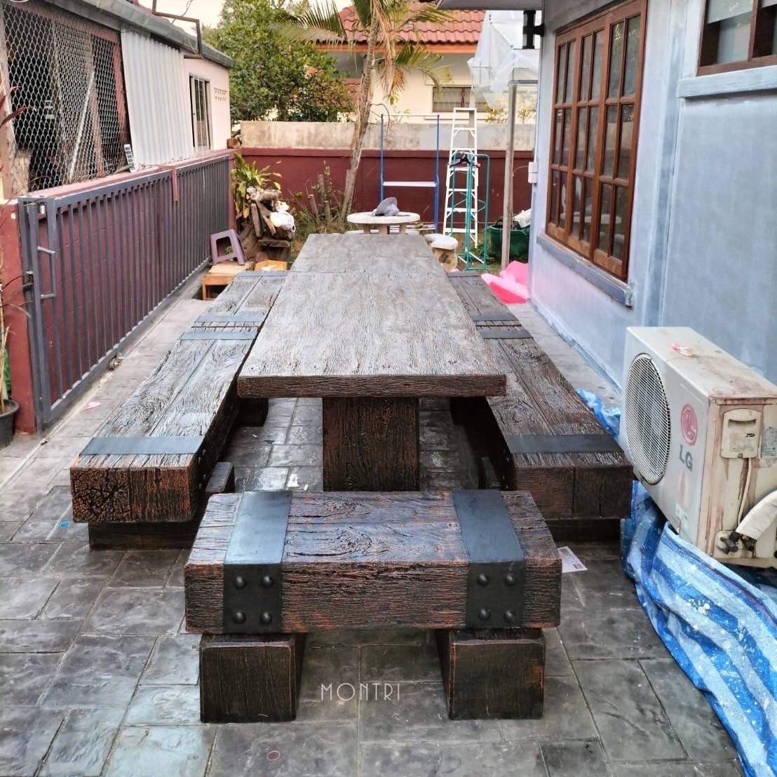 ชุดโต๊ะสนามไม้หมอน งาน DiY ดีไซน์ทันสมัย งานดีคุณภาพเกินราคา แข็งแรง ทนแดด ทนฝน คุ้มค่าใช้งานได้ในระยะยาว