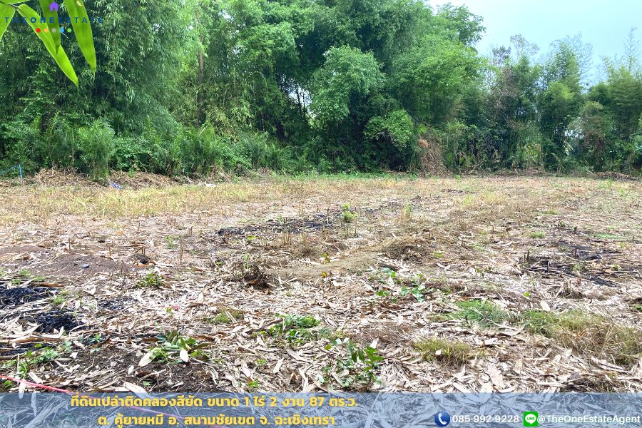 📣 ที่ดินติดคลองสียัด 1 ไร่ 2 งาน 87 ตร.ม. บรรยากาศร่มรื่น ซ.เทศบาล 21 ต.คู้ยายหมี อ.สนามชัยเขต จ.ฉะเชิงเทรา The Best ! | โทร. 085-992-9228