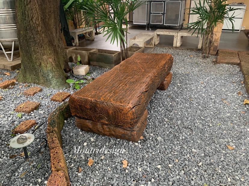 เก้าอี้โซฟาปูนลายไม้ เก้าอี้โซฟา เก้าอี้ขอนไม้ เก้าอี้แต่งสวน ม้านั่งสนาม ม้านั่งสนามปูนลายไม้