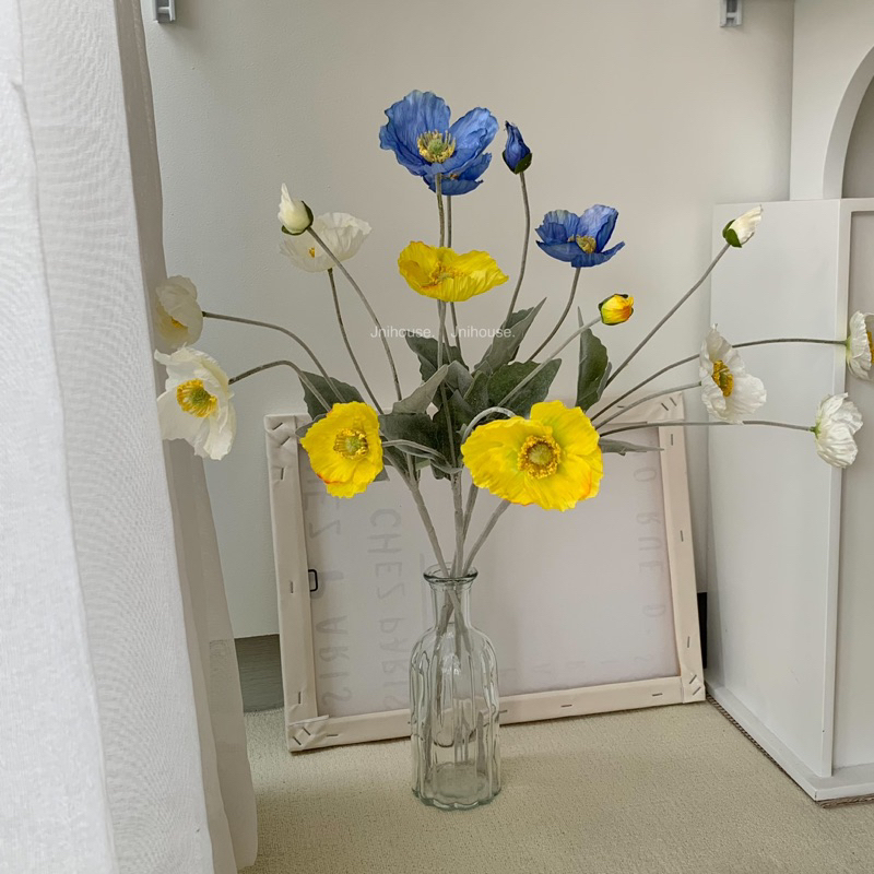 [พร้อมส่ง] Jnihouse : ดอกป๊อปปี้ ดอกไม้ปลอม Poppy Flower (Short leaf hairs)