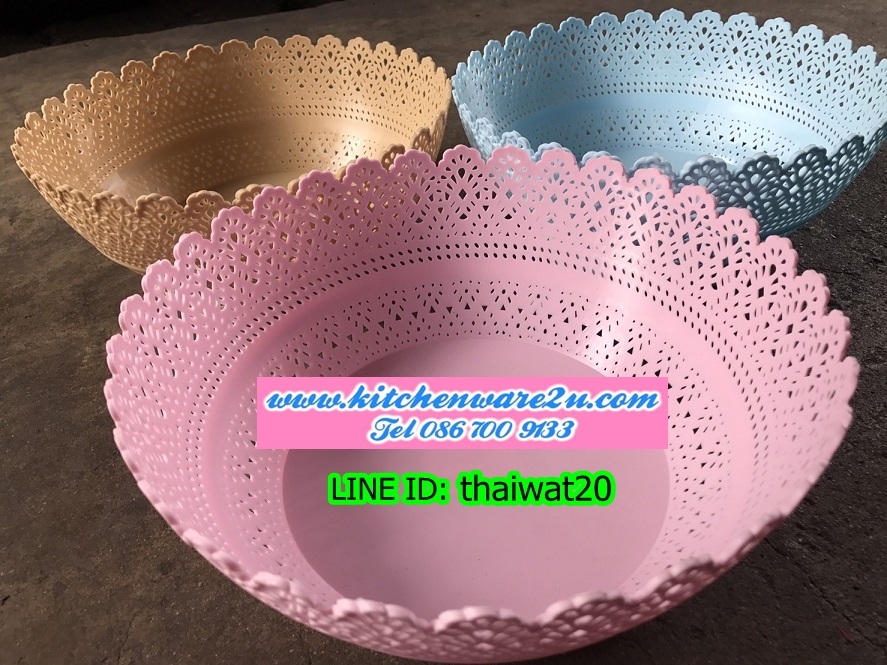 P10246 ตะแกรงกลมลายฉลุ (25 x 25 x 10 cm) (ราคาส่งต่อ 1 โหล:12 ใบ:200 บ/โหล) ขายส่งทุกอย่าง 20 บาท