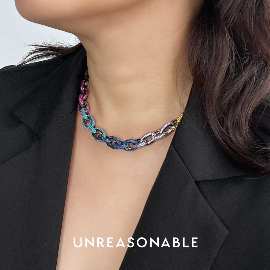 สร้อยคอเพชร CZ Multi Color สี Black Rhodium UA0816-02 Unreasonable Accessories