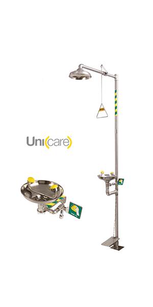 อ่างล้างตาพร้อมฝักบัวฉุกเฉิน แบบสแตนเลสสตีล Model LSES 7/8 CSS 304 Brand UNICARE