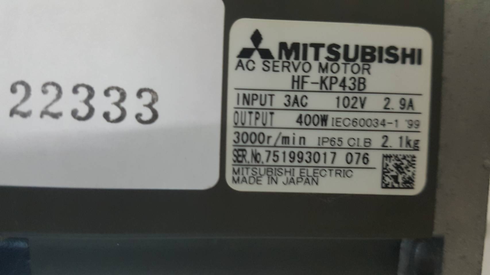 HF-KP43B SERVO MOTOR "MITSUBISHI"
