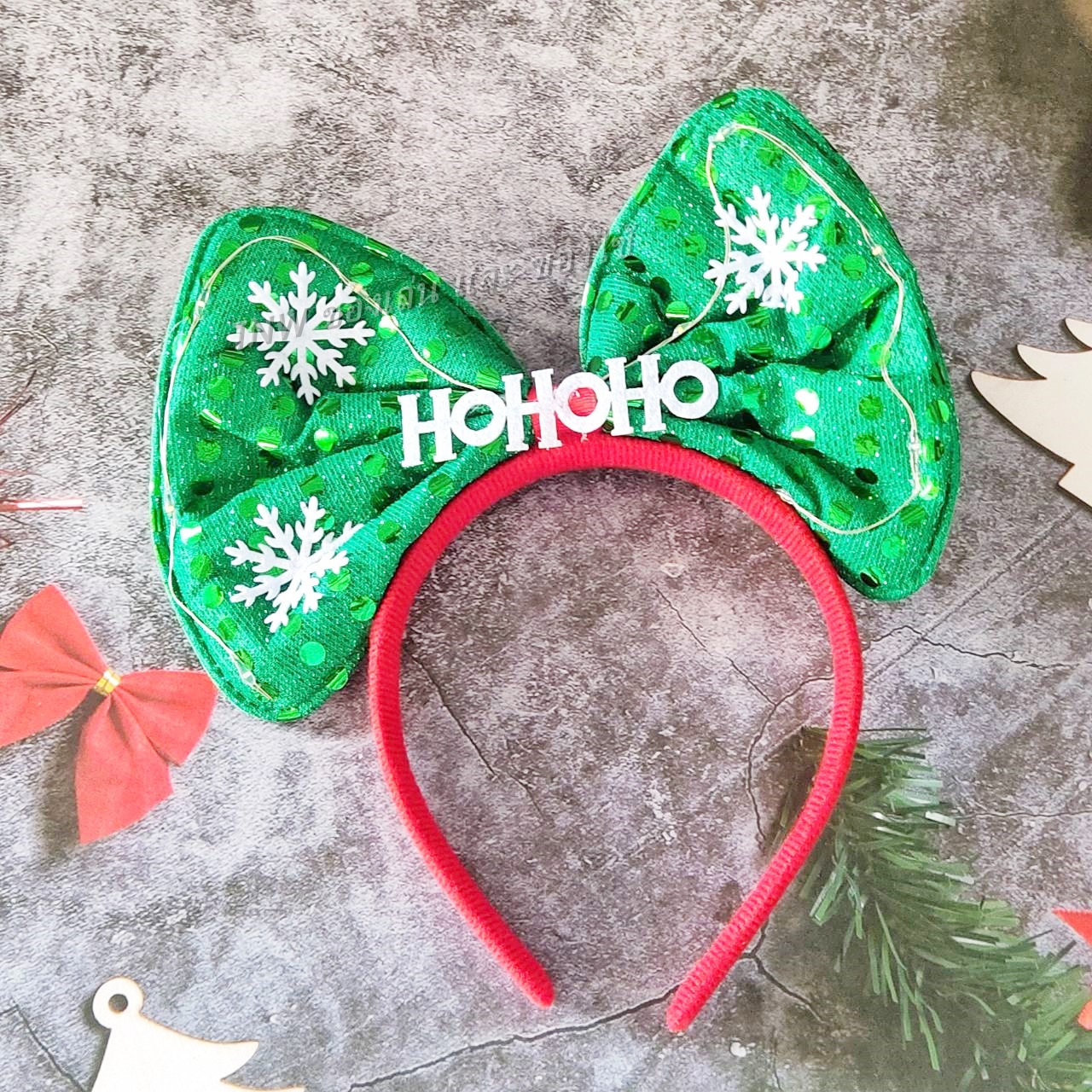 🎄 ที่คาดผมรูปโบว์ ที่คาดผมคริสต์มาส มีไฟ ที่คาดผม เครื่องประกับหัว 🎄