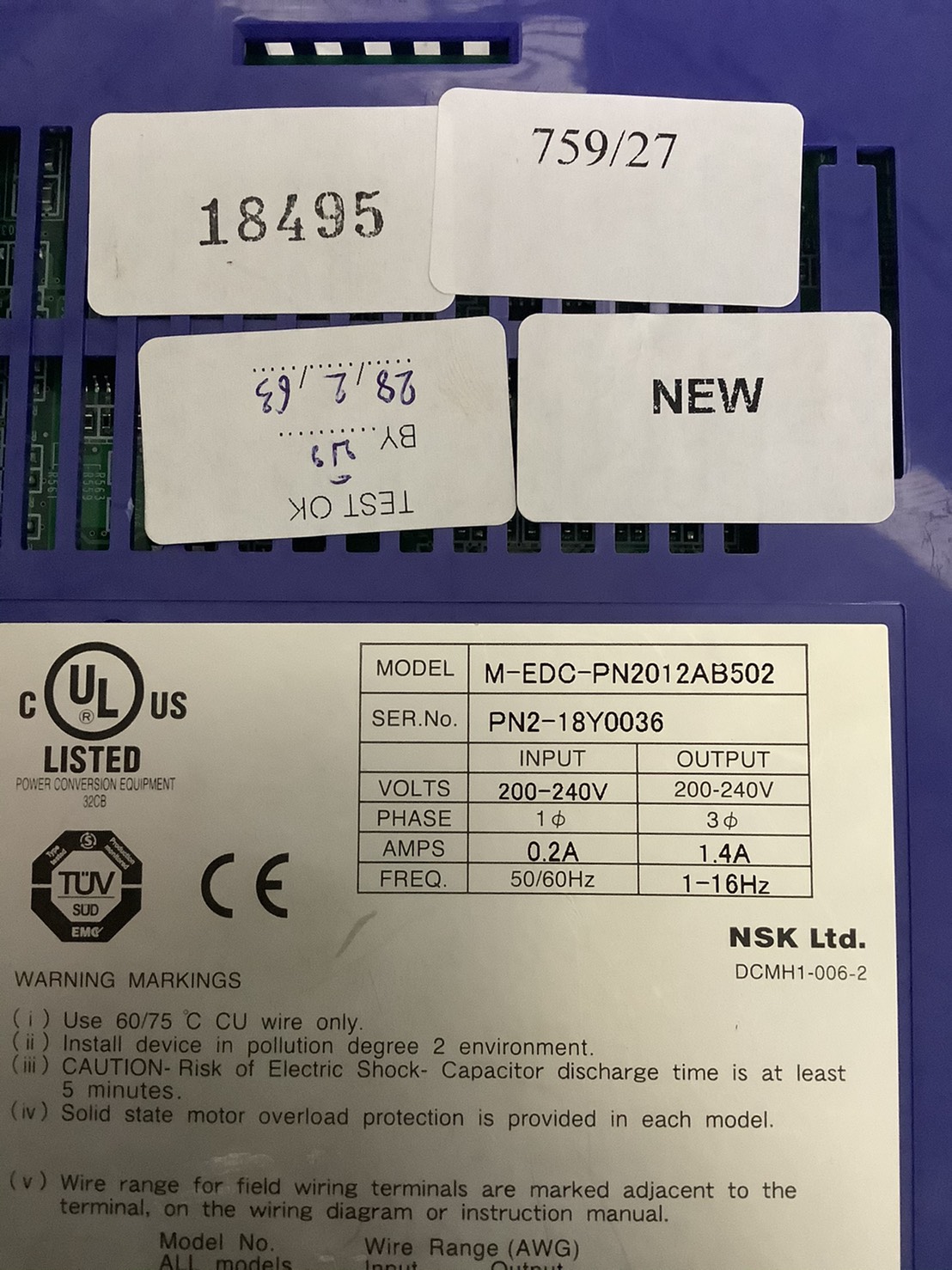 SERVO DRIVE " NSK " MODEL : M-EDC-PN2012AB502