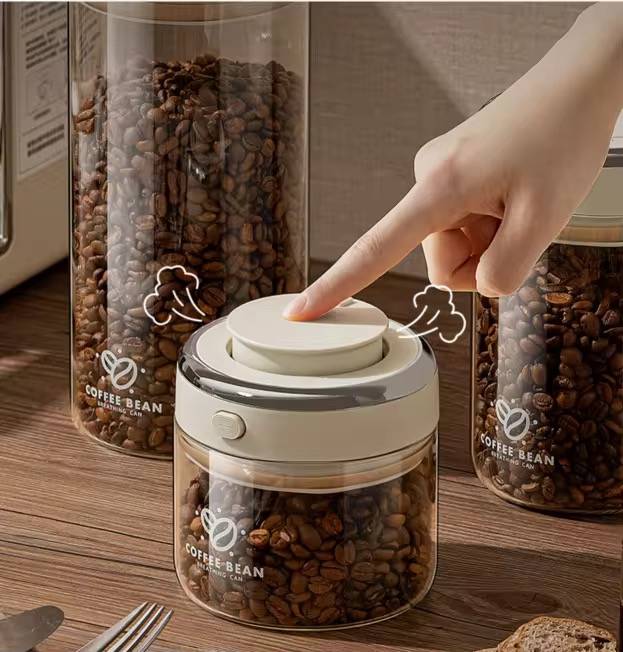 โหลแก้วสูญญากาศใช้งานได้อย่างมีคุณภาพ ตัวจริงเรื่องการเก็บสุญญากาศ ออกแบบมาสำหรับเก็บกาแฟโดยเฉพาะ