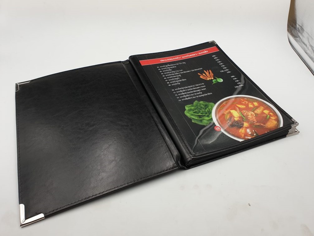 แฟ้มปกหนังเอนกประสงค์ ซองพลาสติก 10ซอง ใส่งาน20 หน้า แฟ้มใส่เมนูอาหาร ขนาดA4