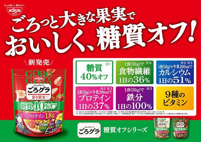 Nissin GoroGura Granola สูตรลดน้ำตาล 40% ผสมผลไม้รวมอบแห้ง 300g