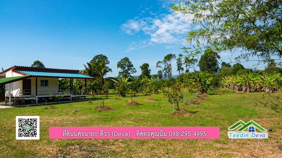 (ติดจอง) ที่ดินนครนายก บ้านสวน พร้อมที่ดิน ขนาด 1 ไร่ 1 งาน วิวภูเขาสวย อยู่ใกล้เขื่อนขุนด่านปราการชล