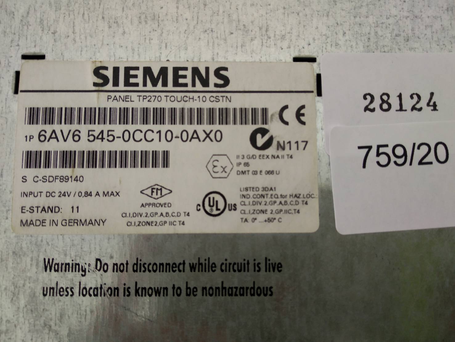 จำหน่าย 6AV6 545-0CC10-0AX0 (TP270) HMI "SIEMENS"