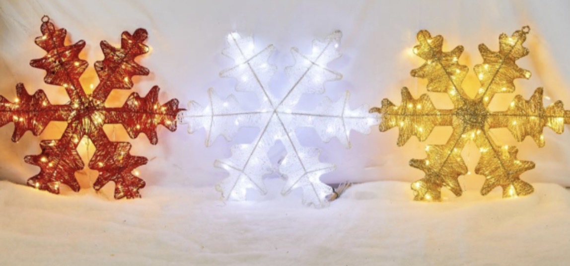 เกล็ดหิมะปลอมคริสต์มาส"มีไฟ"เลือก3สีสัน