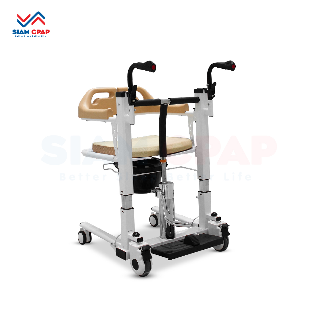 รถเข็นเคลื่อนย้ายคนไข้ (Hydraulic Transfer Chair) รุ่น YK-TC0006 ปรับระดับแบบแมนนวล รับประกัน 2 ปี