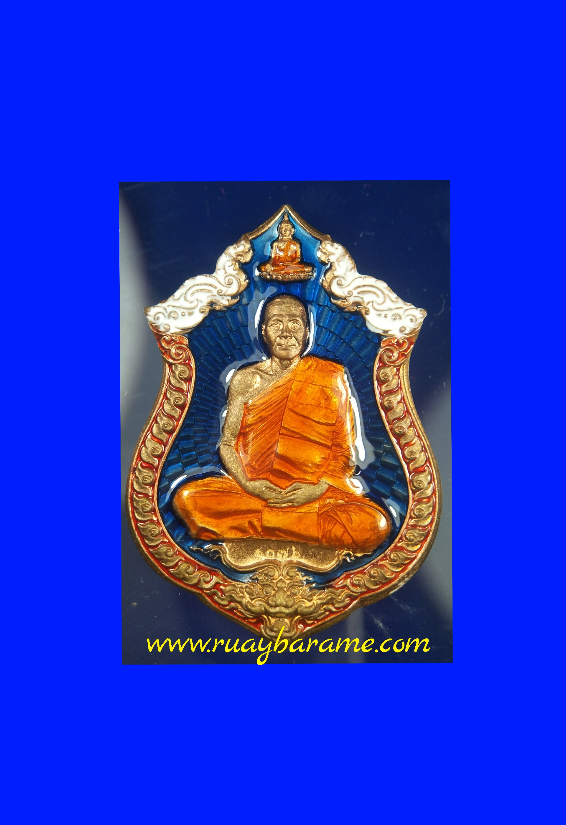เหรียญเศรษฐีพันล้าน หลวงพ่อทอง วัดบ้านไร่ เนื้อทองแดงผิวไฟ ลงยา 3 สี