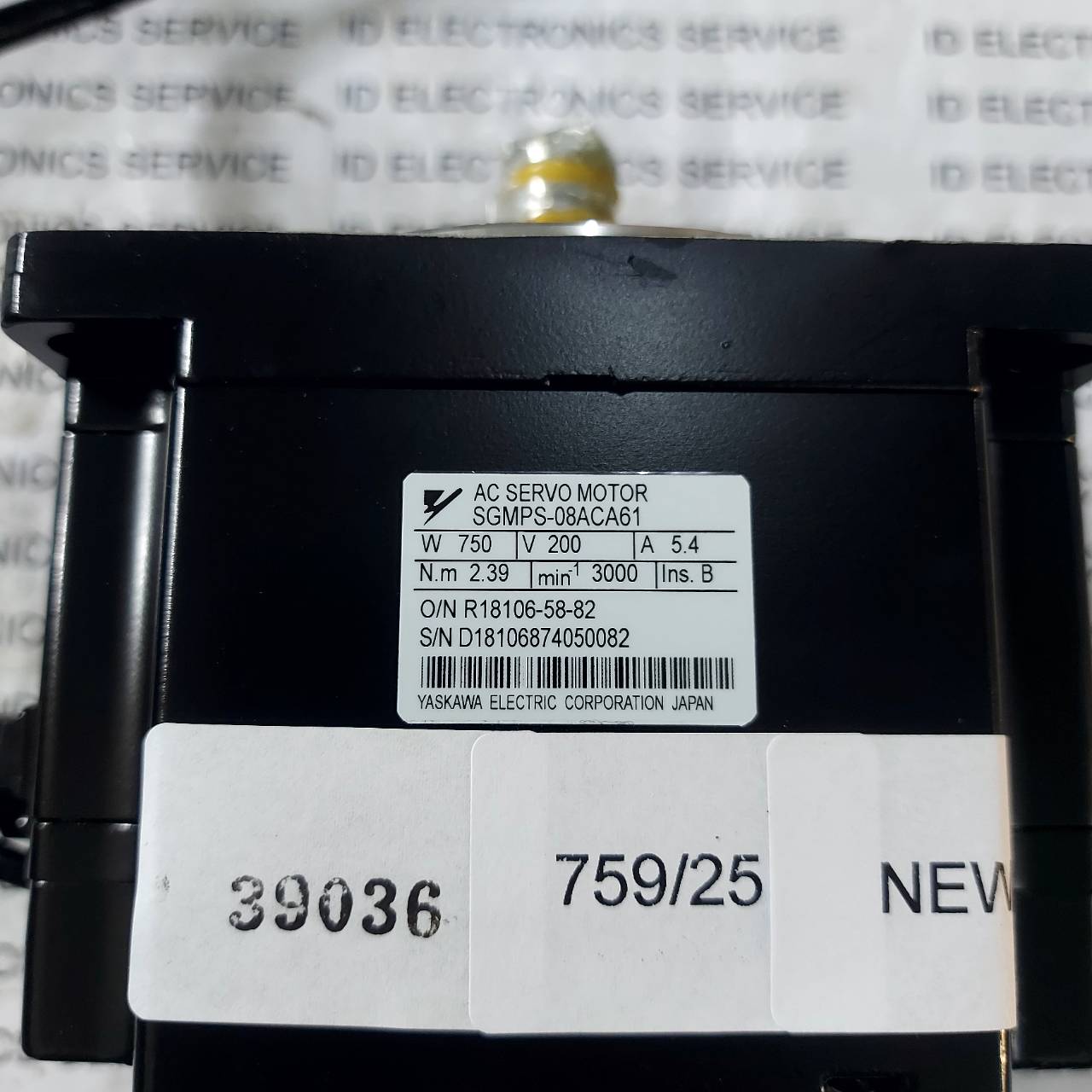 SGMPS-08ACA61 SERVO MOTOR "YASKAWA"