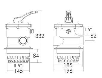 “EMAUX” Multiport Valves 1.5 inch 6-Way Top Mount Valve (MPV01)