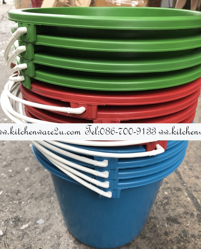 P10538 ถังน้ำพลาสติก 3.5 แกลอน สี (29*29*24 cm) สุดคุ้ม ราคาส่งต่อ 1 โหล: 12 ใบ