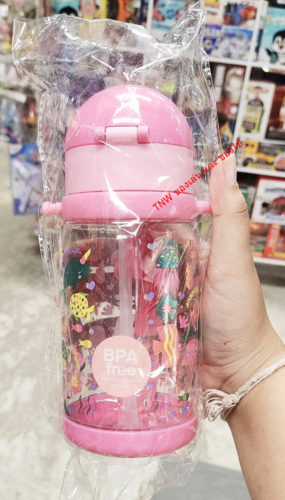 กระบอกดูดน้ำ กระบอกดูดน้ำแบบพกพา กระติก แก้วน้ำ มีฝาปิดกันกระเเทก สะพายข้างได้ ลายน่ารัก