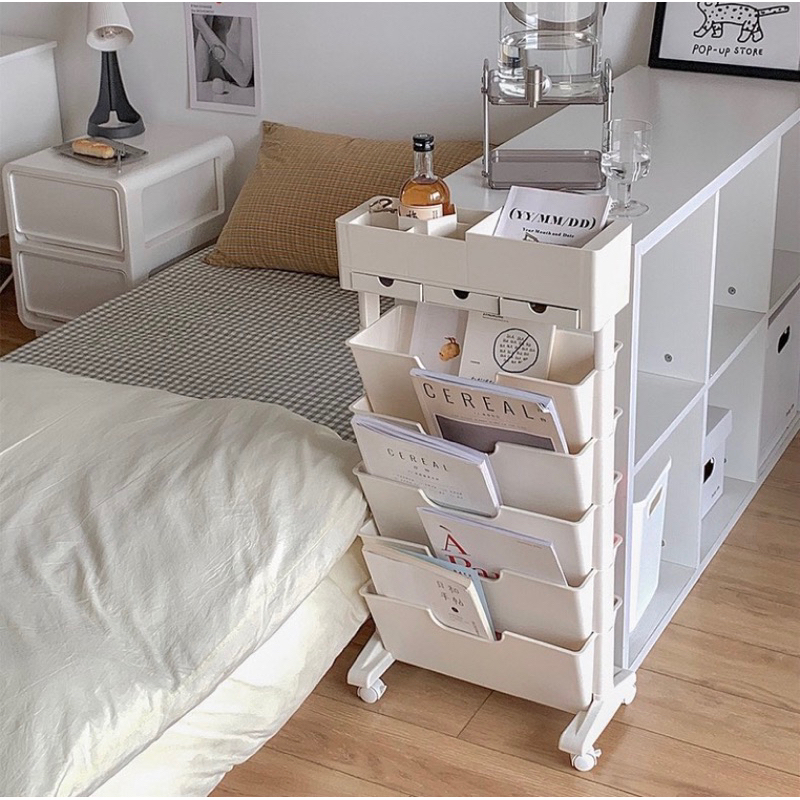 [พร้อมส่ง] Jnihouse : ชั้นพลาสติกล้อเลื่อนวางหนังสือ