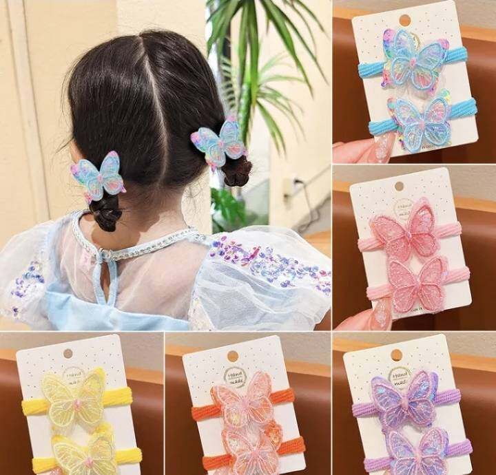 💗มาหยา กิ๊ฟช้อป💗ยางรัดผม ผีเสื้อ สีสวยน่ารัก แฟชั่นเครื่องประดับศรีษะ อ่อนโยน ไม่ทำลายเส้นผม ขนาด 4 ซ.ม. เส้นใหญ่