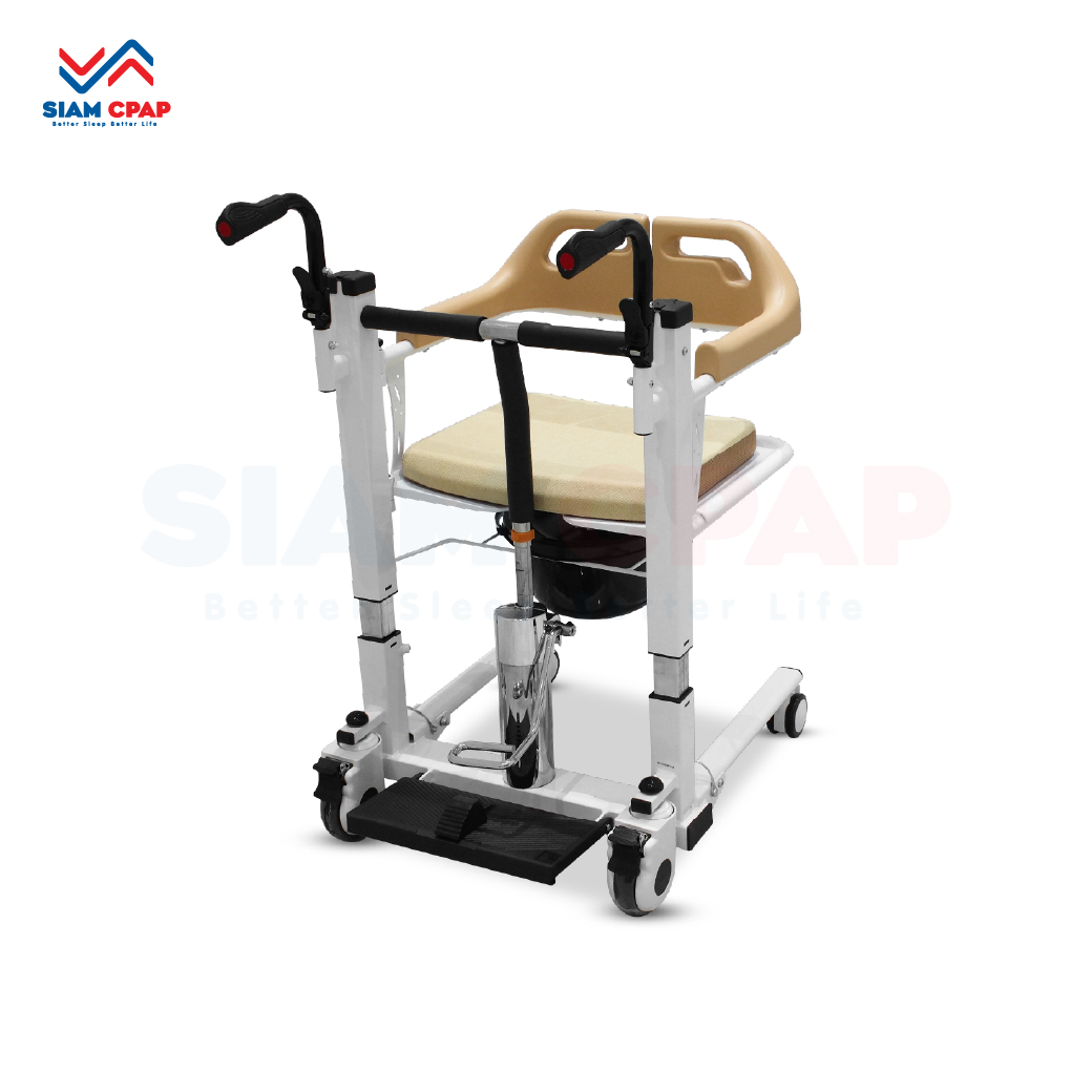 รถเข็นเคลื่อนย้ายคนไข้ (Hydraulic Transfer Chair) รุ่น YK-TC0006 ปรับระดับแบบแมนนวล รับประกัน 2 ปี