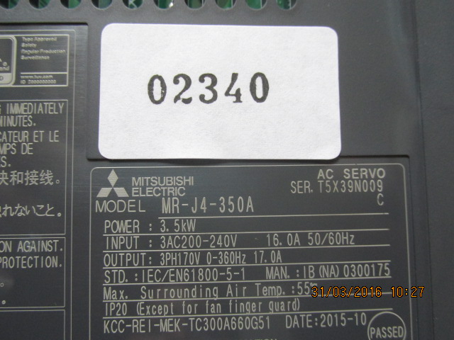 ขาย MR-J4-350A DRIVE "MITSUBISHI"