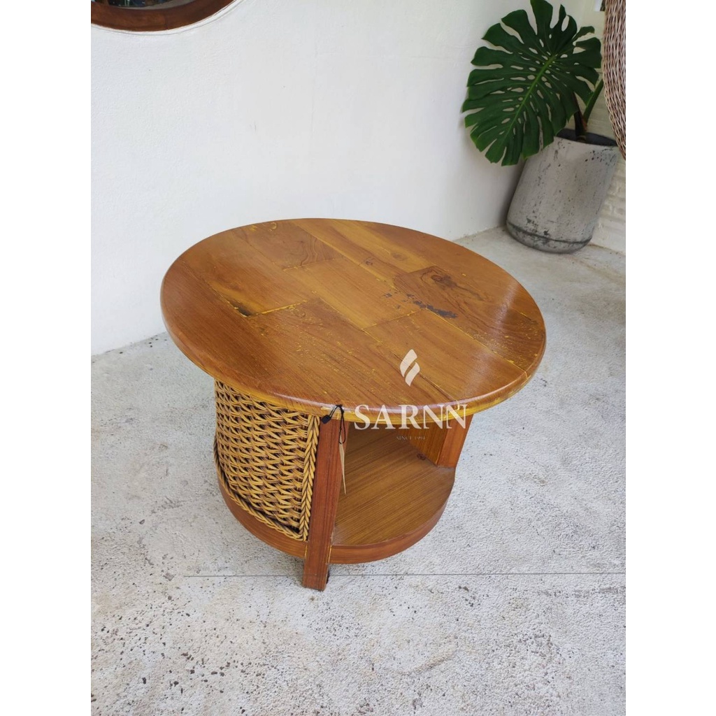 โต๊ะไม้สักสานหวายแท้ coffee table