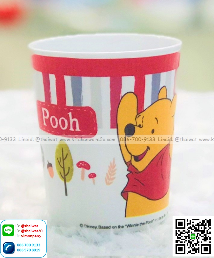 P09087 ถ้วยน้ำสููงปาก 3 นิ้ว ลายหมีพูห์ เมลามีนและลิขสิทธิ์แท้ Flowerware เครือซูปเปอร์แวร์ No.C2635-2.5 (ราคาขายส่งต่อ 12 ใบ: เฉลี่ย 50 บต่อใบ)