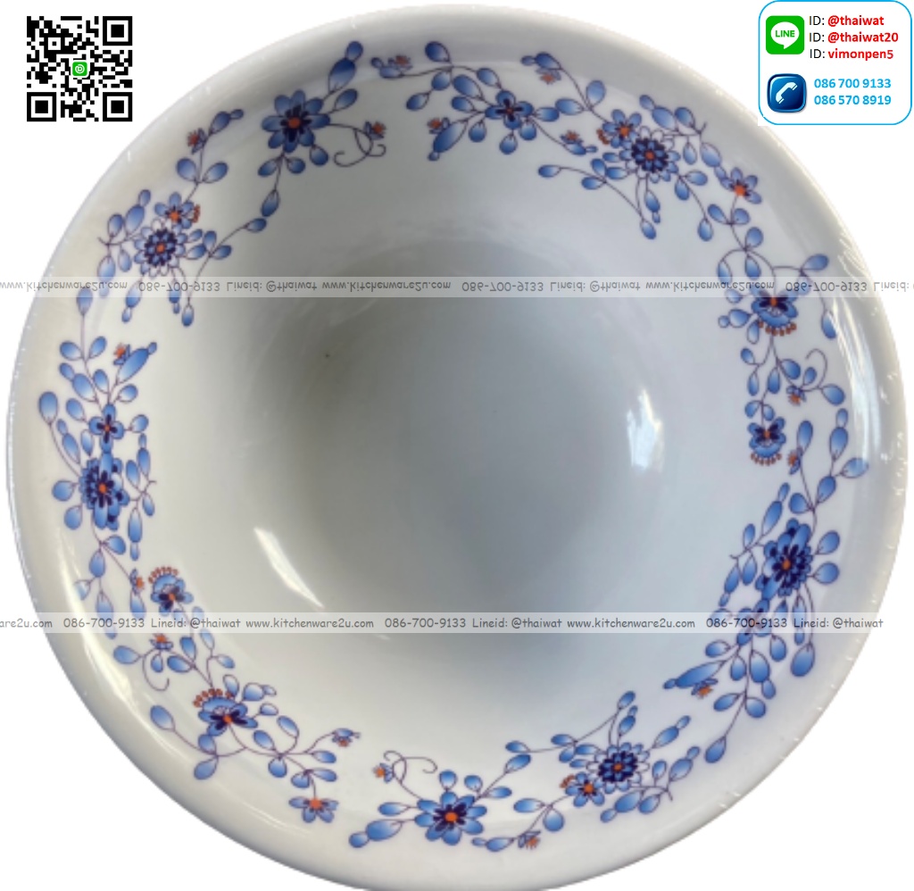 P08843 ชามกลม 8 นิ้ว เมลามีน หนา ราคาขายส่งต่อ 1 โหล: 12 ใบ